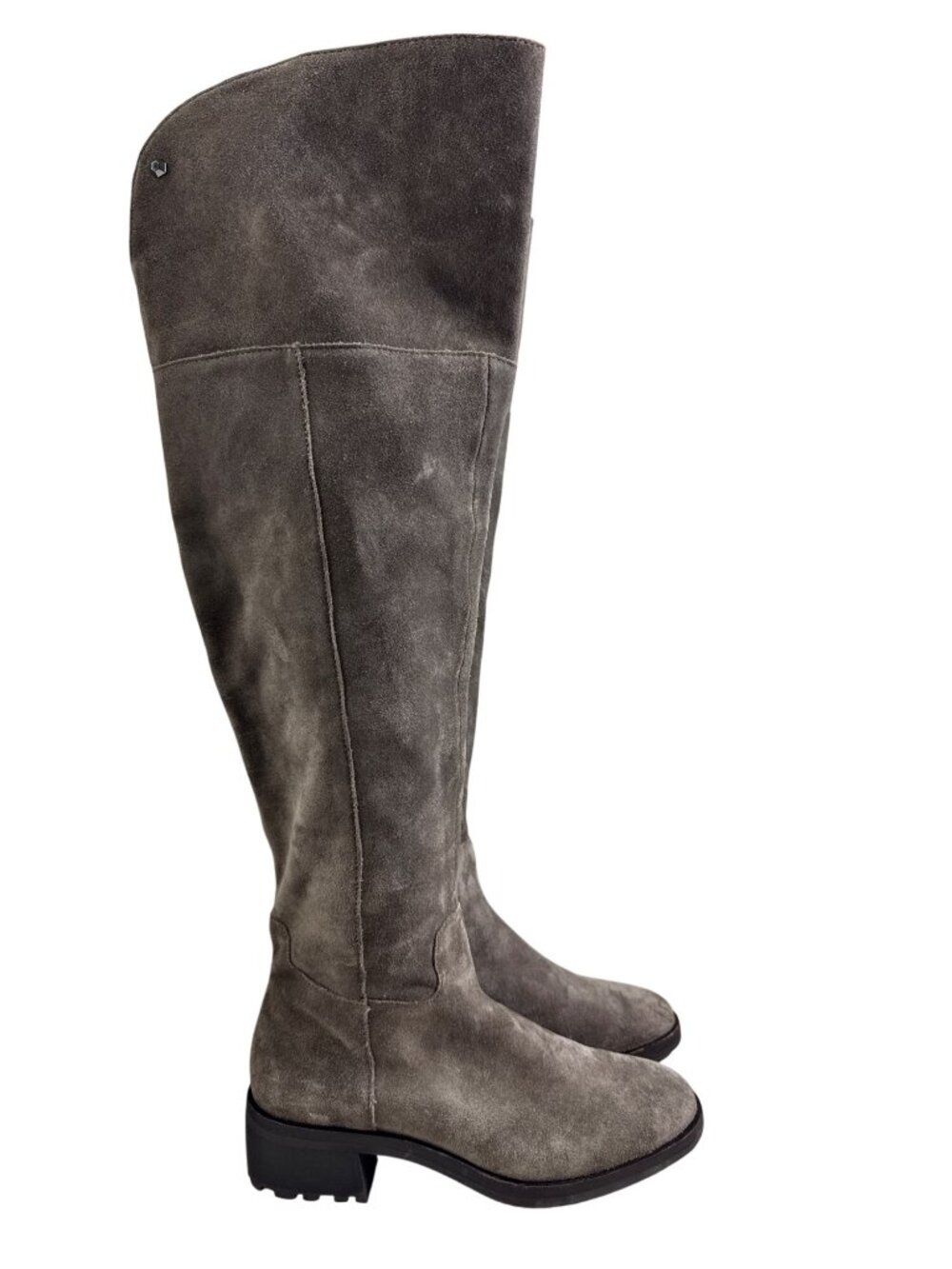 Vince Camuto Jorshie Suede Over The Knee Boots Gray Taupe Leather Sz 6M NWOB